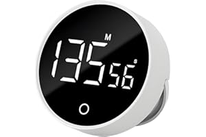 QUMOX Timer Digitale F7 199 Min con Manopola, Cronometro, Base Magnetica, Ricaricabile USB, Volume Regolabile – Bianco