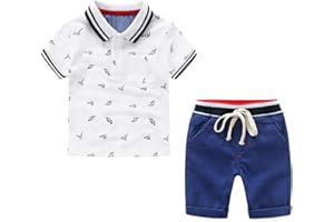 YILAKU Yilalu Vêtements Bébé Garçons D'été Ensemble Tout-petits Garçons Imprimer T-Shirt À Manches Courtes Tops + Pantalons Ensemble Court 2Pcs Garçons Tenues Ensemble Âge 2-7 Ans
