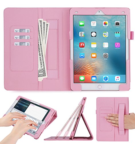 iPad Pro 9.7 Hülle,iPad Pro Hülle,iPad Pro 9.7 Case,Fyy® [Super Functional Series] Hochwertige Kunstleder Hülle mit elastitcher Handschlaufe und Halterungen für Karten, Notizen für iPad Pro 9.7, Rosa Gold (mit automatischer Schlaf/ Weck-Funktion)