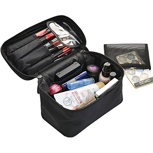 Voyage cosmétique Trousse de toilette Organiseur à maquillage Coque Travel Kit trousse de toilette avec poignée de transport pour voyage & Home (Noir)