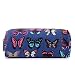 Miss LuLu Women Girls Canvas Students Pen Pencil Case zipper Bags Cosmetic Travel Makeup Bags Pouch Box (Butterfly Navy)