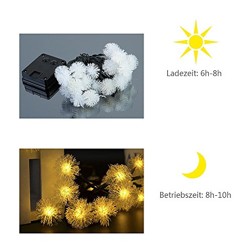 InnooTech 20er LED Solar Lichterkette Garten Kugel Außen Warmweiß 4,8 Meter, Solar Beleuchtung Kugel für Party, Weihnachten, Outdoor, Fest Deko usw. - 5
