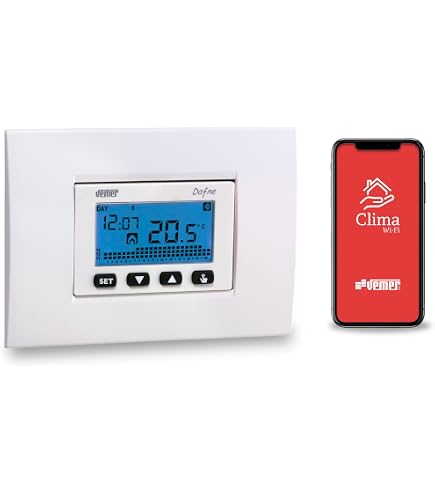 VEMER VE801100 TUO GO WI-FI - Wall WiFi Thermostat, Smart Chronothermostat with App, Initial Configuration with Bluetooth, Weekly Programming for Boiler, Power Supply 230 V, White VEMER VE801100 TUO GO WI-FI - Wall WiFi Thermostat, Smart Chronothermostat with App, Initial Configuration with Bluetooth, Weekly Programming for Boiler, Power Supply 230 V, White