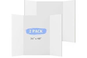 AKONEGE 2 Pack Tri-Fold Presentation Boards 122 x 91 cm Large Display Board, Lightweight & Foldable Posterboard for Showcasing Artwork, Science Fair, School Projects, Exhibitions