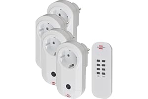 Brennenstuhl Comfort-Line set de 4 enchufes de radio (enchufes inalámbricos para uso en interiores, mando a distancia, radio control)
