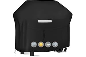 lohey 210D BBQ Cover Heavy Duty, Windproof, Rip-Proof, Outback Waterproof Barbeque Cover for Weber, Char Broil, Nexgrill Grills (145x61x112cm)