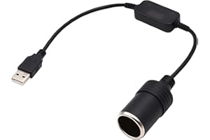 FADERR Câble d'alimentation pour allume-cigare de voiture - USB A mâle vers prise femelle 12 V - Noir - 35 cm