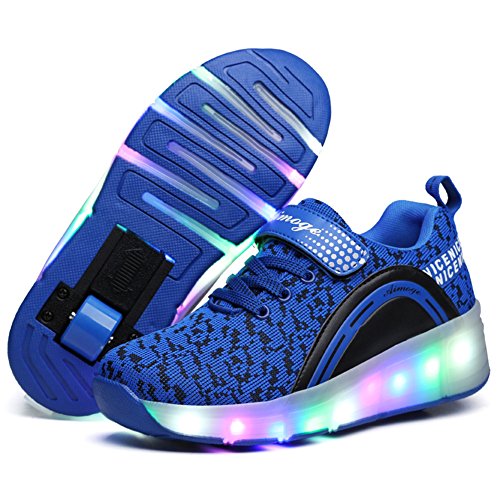 Enfants LED Chaussures à Skates avec Roues LED Clignotante Baskets Mode Coloré Lumineux Patins à roulettes Multisports Outdoor Chaussures de Skateboard pour Garçon Fille