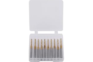 TOPINCN Flat Nose End Mill Titanium Coated Double-Flute End Mills Milling Tool Cnc Router Bits With Storage Case 3.175Mm Shank 2Mm*12Mm 10Pcs/Set