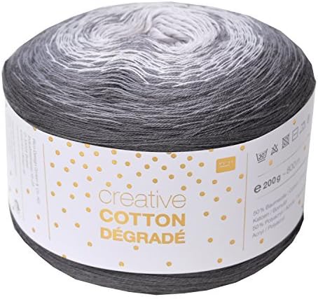 Rico creative Bobbel Cotton Degraded Colour 005, 200g Bobbel with Subtle Colour Gradient, Approx. 800m Colour Gradient Yarn