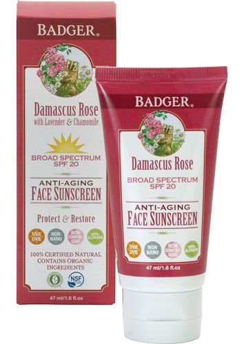 Badger Company, Zinc Oxide Face Sunscreen, SPF 25, Damascus Rose, 1.6 fl oz (47 ml)