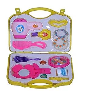 Online collections Makeup kit Toy for Girls Best Pretend Play Suitcase Beauty Set Make up Toy for Girls- Non Toxic Plastic, Multi Color (Yellow)