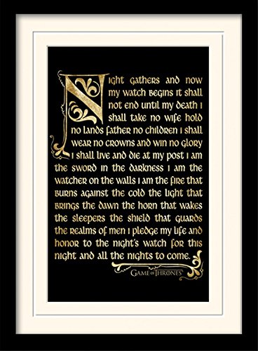 1art1 Juego De Tronos El Juramento De La Guardia De La Noche Poster De Coleccion Enmarcado 40 X 30cm