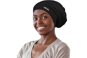 FocusCare ADJUST-1 Gorro de dormir ajustable con forro de satén para rastas, pelo rizado, talla L, Talla única Negro 1 uds. por paquete ]