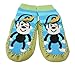 Baby Toddlers Kids Indoor Slipper Shoe Socks Moccasins NON SKID BLUE STRIPE MONKEY (Age 1-2 (Sole length 14cm))