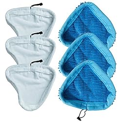 Lot de 6 chiffons de rechange pour balai vapeur (3  chiffons en microfibre, 3 chiffons à franges en microfibre) Compatible avec balai vapeur H2O H20 X5