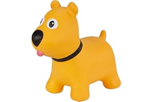 Hoppimals Space Hopper Cane Gonfiabile per Bambini di età Pari o Superiore a 12 Mesi – Imballo con Confezione Regalo, Pompa Inclusa – Cavalcabile Bambino, Palla rimbalzante per Bambini - Giallo