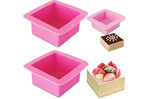 3 pezzi stampi in silicone da forno quadrati antiaderenti, teglia per pane a sgancio rapido AIFUDA vassoio per torte di formaggio torta a strati stampo per pane tostato fatto a mano - rosa rossa, rosa