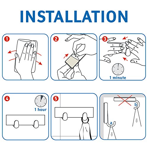 Tatkraft Tva Stark Hakenleiste Edelstahl Selbstklebend 2 Klebehaken - 5