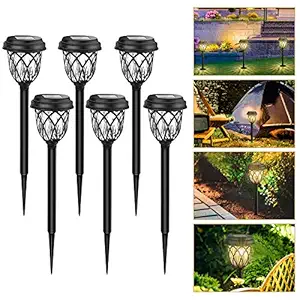 ELEPHANTBOAT Solar Light for Home New 6 Pack Rechargeable Solar Garden Lights Outdoor with Double Waterproof, LED Solar Path Lights for Landscape Patio, Yard, Auto On/Off Dusk to Dawn Warm White