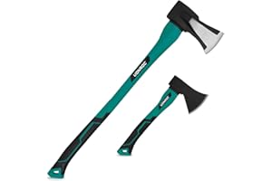 VONROC Set de hacha y hacha de mano - cabeza de acero templado - mango reforzado con fibra de vidrio - 79cm - 3900gr/35cm - 950gr
