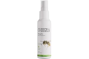 RepellShield Wasp Repellent Spray - Natural Geraniol Oil, Pet-Safe, Non-Toxic, High Efficiency Pest Control for Homes, Lemon Scented, Versatile Indoors & Outdoors - Eco-Friendly Eradication, 100ml
