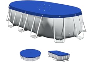 Linxor - Bâche de Protection réversible 4 Saisons pour Piscine Hors Sol - 150 GSM - Bleu et Gris - Plusieurs Formes et Tailles