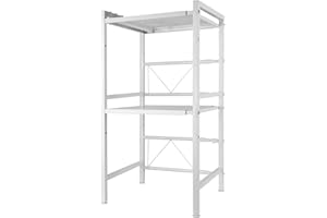 DDMINE Ausziehbares Mikrowellenregal, Halterung für Küchenregal, Mikrowelle, ausziehbar, mit 3 Ebenen, Karbonstahl, mit 3 Haken (3 Ebenen, weiß)