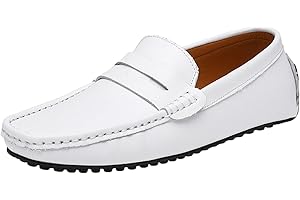 ANUFER Herren Klassisch Pennyloafer Flach Schlüpfen Sanft Spaltleder Mokassins Fahrschuhe