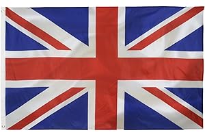TCTOHZNG Union Jack flag British Flag 3x5FT -(90x150cm) UK Flag Indoor/Outdoor Quality Polyester with Vivid Color and Brass Grommets Decorations