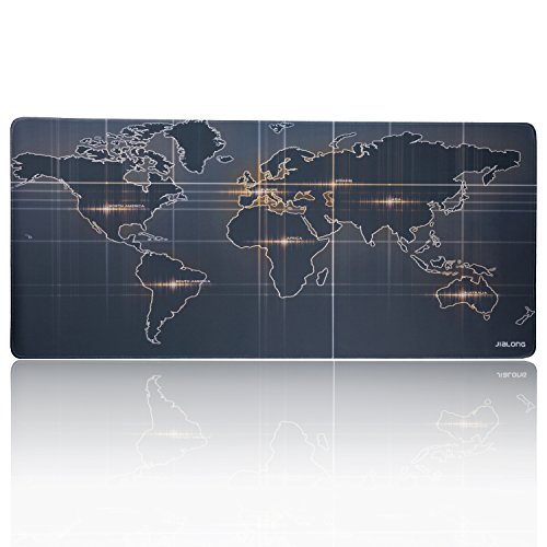 JIALONG Weltkarte World Map Maus Mate Extended Gaming mauspad XXL 90x40cm Wasserdicht Mouse Pad Desk Mat Rubber Base für Computer, PC und Laptop