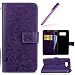 Produktbild HMTECH Galaxy S6 Hülle Lucky Clover Blumen Prägung PU Leder Flip Tasche Wallet Schutzhülle Etui Handytasche Standfunktion Kartenfächer für Samsung Galaxy S6,Lucky Clover:Purple