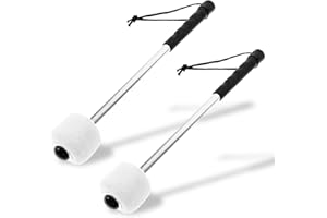 Vegena 2 PCS Baquetas de Bombo,Mazo De Bombo,Mazos De Percusión con Cabezal de Fieltro de Lana,Mazos de Tambor de Marcha Baquetas de Fieltro de Lana