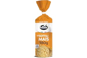 Matt, Le Sottili Mais, Gallette di Mais Sottili e Croccanti, Senza Glutine, Senza Lievito e a Basso Contenuto di Grassi, Snack Sano e Gustoso, Confezione 180 g