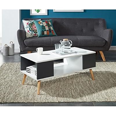Générique BABETTE Table basse 90x45 cm - Blanc et gris foncé