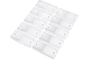 TAEUYYM 10 x Trailer Rectangular White Reflectors, Reflective Rectangular for Gate Posts, Rectangular Rear Reflectors Screw Fixing, Trailer Reflector Suitable RV Truck Tractor Gate Reflectors(White)