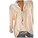 Produktbild Riou Langarmshirt Damen Tops Hemd Pure Longsleeve T Shirt Damen Frauen Tops Oberteile Hoodie Pullover Damen Sweatshirt Baumwoll Blusen Damen Tunika Herbst (4XL, Beige)