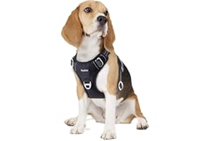 Funfox Dog Harness Medium No Pull, Adjustable Dog Harness with Handle Reflective Strips for Walking, Anti Pull Breathable Padded Pet Vest Front Clip Easy Control Small Large Breed Black M