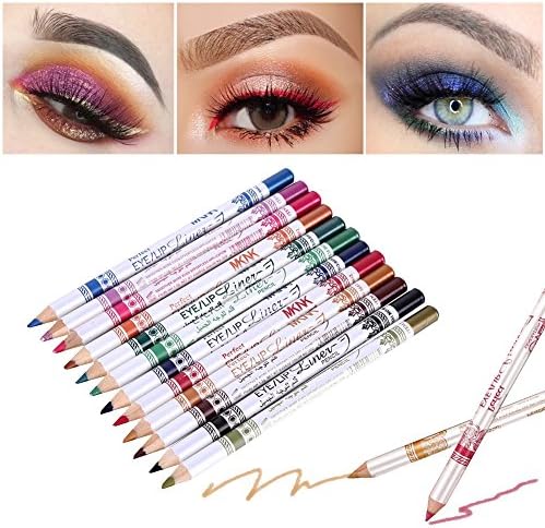 Weicici White Wooden Pearl Shimmer Eyeliner &amp; Eyeshadow Pencil Set 12 colors