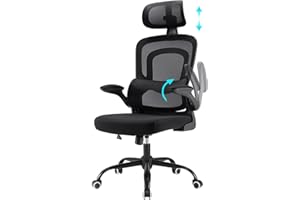 Farini Ergonomischer Stuhl Büro Computer Stuhl mit Rollen Schreibtisch für Bequemer Home Office Höhenverstellbar Chefsessel Bürostuhl mit Kopfstütze, Schwarz