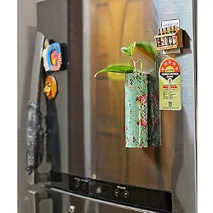 Pepper Agro Metal Magantic Pot | Ocean Green Classic Meena Design Magnet Flower Pot | Fixed on Any Iron Surface- Like Freeze, Iron Window Etc | Strong Magnet