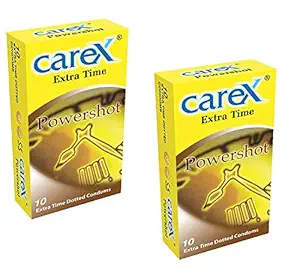PAAX Carex Powershot 10 Extra Time Dotted Condoms X 2