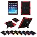 Produktbild TKOOFN® Exklusives hochwertiges Case Cover Schutz Hülle Schutztasche für Apple iPad Air / iPad 5 Mit Aufsteller Ständer Funktion - Gratis Displayschutzfolie + Reinigungstuch + Stift / Touch Pen (iPad Air / 5, Rot) - PT4203