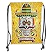 Produktbild ZKHTO Drawstring Sack Backpacks Bags,Day of The Dead Decor,Mexican Sugar Skull with Tacos and Chili Pepper November 2nd Colorful Art,Yellow Soft Satin,5 Liter Capacity,Adjustable String Closu