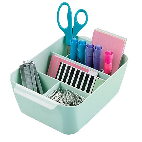 InterDesign Clarity Kosmetik Organizer mit Griffen | Sortierbox mit 8 Fächern für Make-Up & Accessoires | Ablagesystem auch für Bürozubehör | Kunststoff mintfarben - 6