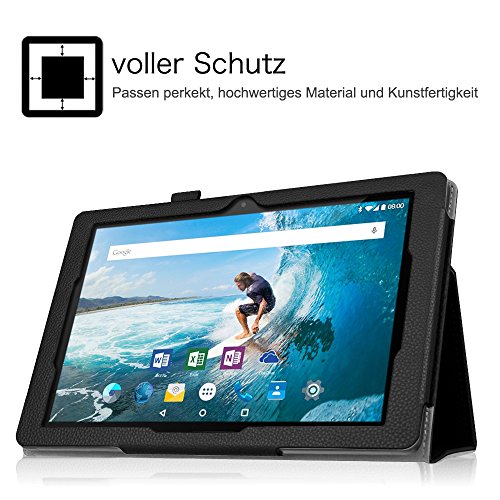 Fintie Odys Rapid 10 LTE Hülle Case – Slim Fit Folio Premium Kunstleder Schutzhülle Tasche Etui Smart Cover mit Ständerfunktion für Odys Rapid 10 LTE 25,7 cm (10,1 Zoll) Tablet-PC, Schwarz - 4