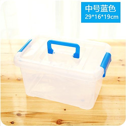 XXAICW Storage box plastic King size quilt cover transparent mobile toys household clothing underwear storage box chest , Medium Blue