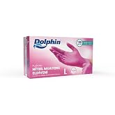 Dolphin Pembe Nitril Eldiven Pudrasız (L) 100'l&uuml; Paket