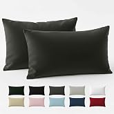 Dreamzie - Pillowcase 50x80 cm - 100% Reinforced Cotton - Anthracite | Set of 2 &middot; Oeko-Tex certified &middot; Zip &middot; 57 threads per c