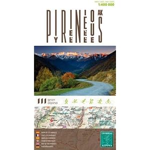 Pirineos, mapa de carreteras. Escala 1:4000.000. Editorial Alpina.